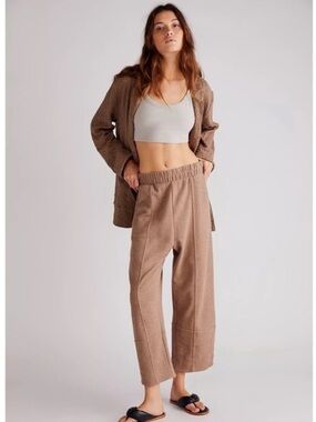 Free People Reign Textured Blazer And Pants In Brown Size M